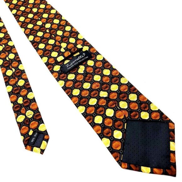 Zianetti Autumn Brown Orange Colored Silk Woven Short Dots - Picture 3 of 6